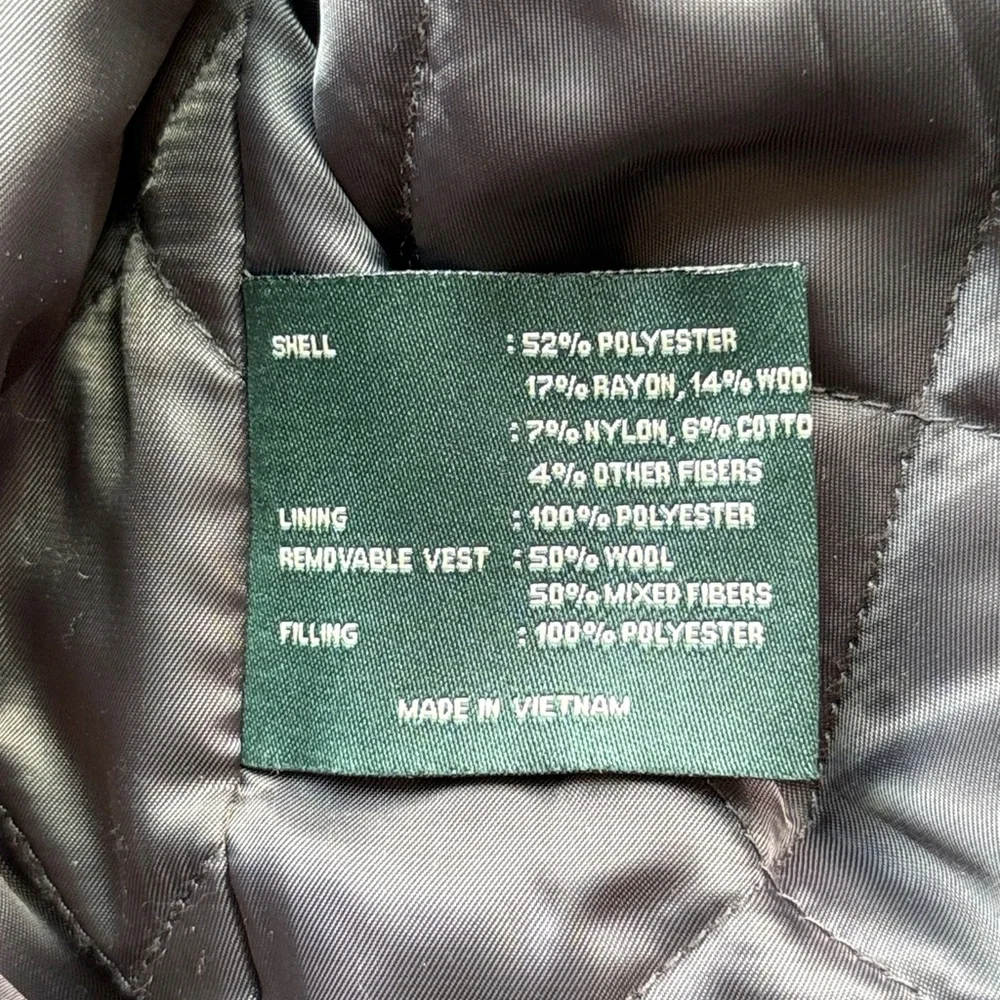 Lauren Ralph Lauren Dark Gray Coat with Quilted Removable Liner - 40S